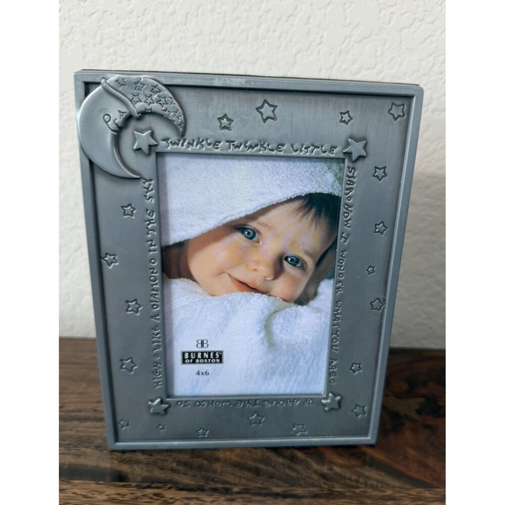 Burnes of Boston Baby Early Years Silver Photo Album Babies Moon Stars Twinkle